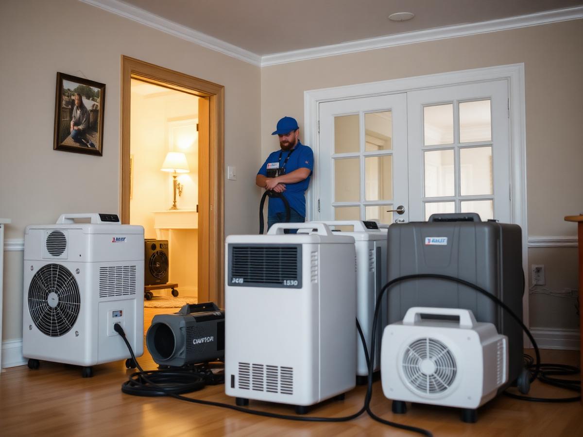 Drying equipment set up inside a home