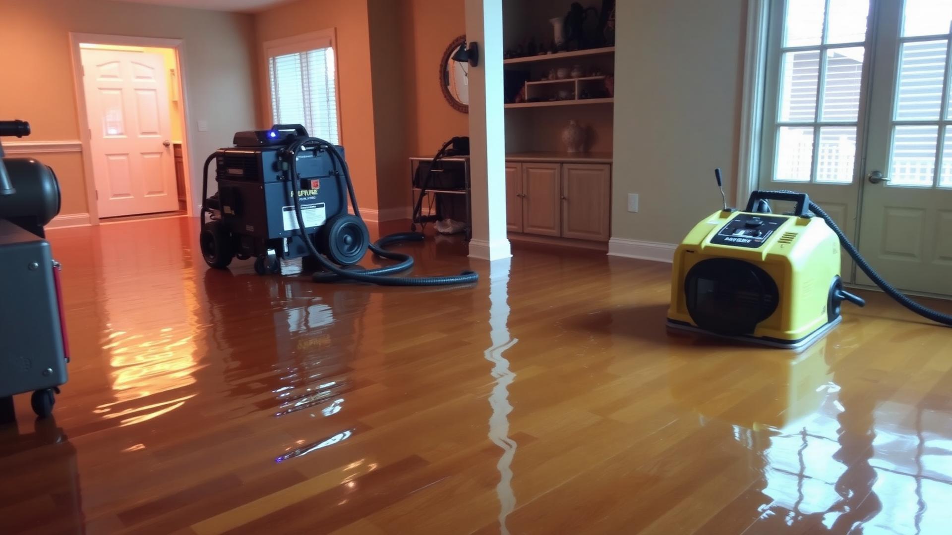 Emergency water damage restoration in progress